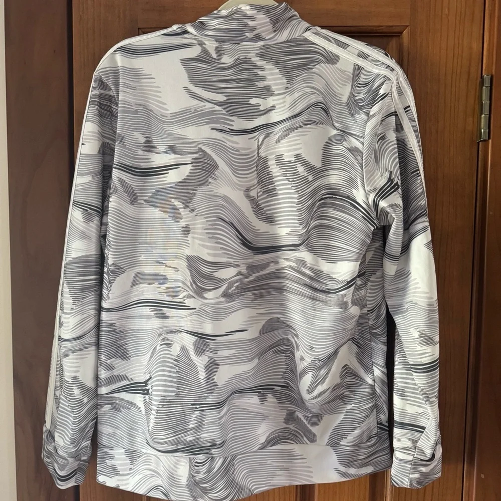 Adidas Track Jacket Youth Size XL 18/20 Gray White Stripe Full Zip Lightweight